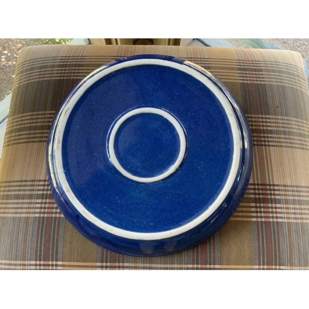 Prado Stoneware Collection Blue Glazed Pottery Chip and Dip Bowl Handmade